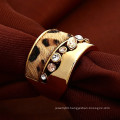 2015 new leopard design rhinestone gold ring